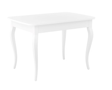 Кухонный стол раздвижной Dikline M110 Белый/стекло белое сатин/ножки MC белые в Нальчике