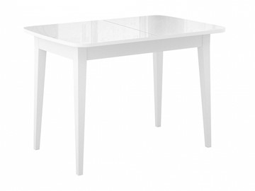 Кухонный стол раздвижной Dikline M110 Белый/стекло белое глянец/ножки MM белые в Нальчике - предосмотр