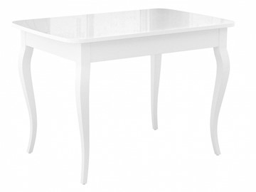 Обеденный раздвижной стол Dikline M120 Белый/стекло белое глянец/ножки MC белые в Нальчике