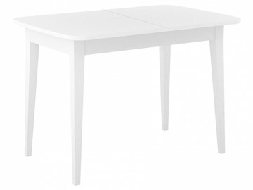 Обеденный раздвижной стол Dikline M120 Белый/стекло белое сатин/ножки MM белые в Нальчике