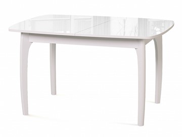 Кухонный стол раскладной Dikline M20 стекло белое/ножки белые в Нальчике