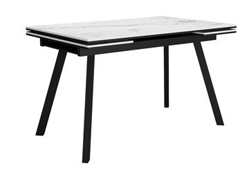 Обеденный раздвижной стол DikLine SKA125 Керамика Белый мрамор/подстолье черное/опоры черные (2 уп.) в Нальчике - предосмотр