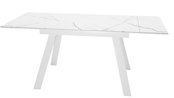 Кухонный стол раздвижной DikLine SKM140 Керамика Белый мрамор/подстолье белое/опоры белые (2 уп.) в Нальчике - предосмотр 1