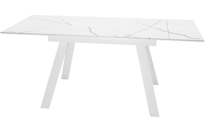 Кухонный стол раздвижной DikLine SKM140 Керамика Белый мрамор/подстолье белое/опоры белые (2 уп.) в Нальчике - изображение 1