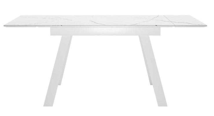 Кухонный стол раздвижной DikLine SKM140 Керамика Белый мрамор/подстолье белое/опоры белые (2 уп.) в Нальчике - изображение 2