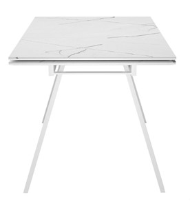 Кухонный стол раздвижной DikLine SKM140 Керамика Белый мрамор/подстолье белое/опоры белые (2 уп.) в Нальчике - предосмотр 3