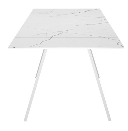 Кухонный стол раздвижной DikLine SKM140 Керамика Белый мрамор/подстолье белое/опоры белые (2 уп.) в Нальчике - изображение 4