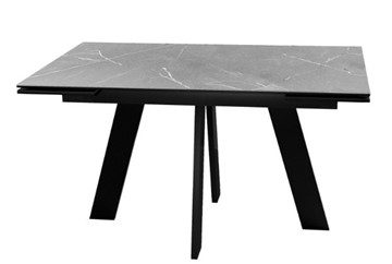 Кухонный раскладной стол DikLine SKM140 Керамика серый мрамор/подстолье черное/опоры черные (2 уп.) в Нальчике - предосмотр 1