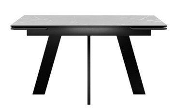 Кухонный раскладной стол DikLine SKM140 Керамика серый мрамор/подстолье черное/опоры черные (2 уп.) в Нальчике - предосмотр 3