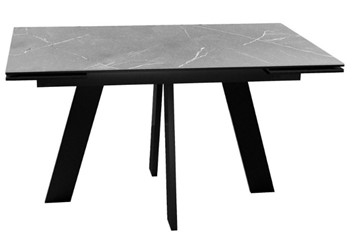 Кухонный раскладной стол DikLine SKM140 Керамика серый мрамор/подстолье черное/опоры черные (2 уп.) в Нальчике - предосмотр