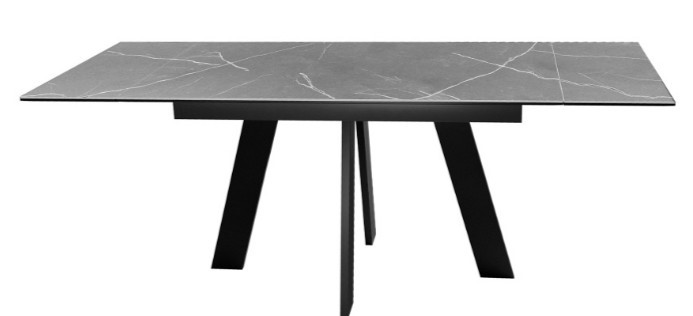 Кухонный раскладной стол DikLine SKM140 Керамика серый мрамор/подстолье черное/опоры черные (2 уп.) в Нальчике - изображение 4