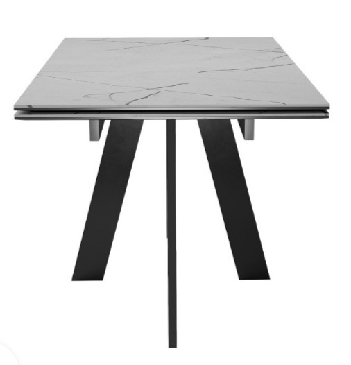 Кухонный раскладной стол DikLine SKM140 Керамика серый мрамор/подстолье черное/опоры черные (2 уп.) в Нальчике - изображение 5
