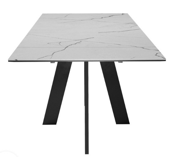 Кухонный раскладной стол DikLine SKM140 Керамика серый мрамор/подстолье черное/опоры черные (2 уп.) в Нальчике - изображение 6