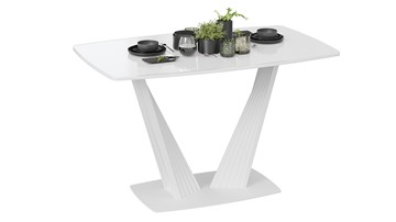 Кухонный стол раскладной Фабио тип 1 (Белый матовый, Стекло глянцевое белое) в Нальчике - предосмотр