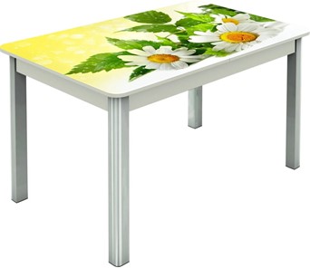 Кухонный стол раздвижной Гамбург исп.2 ноги метал. крашеные №23, Фотопечать (Цветы №3) в Нальчике
