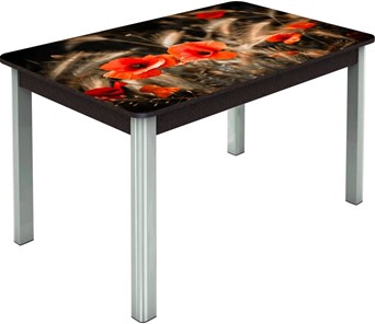 Кухонный стол раскладной Гамбург исп.2 ноги метал. крашеные №23, Фотопечать (Цветы №38) в Нальчике