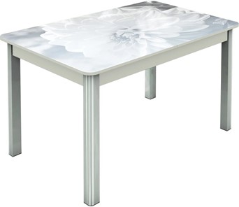 Кухонный стол раскладной Гамбург исп.2 ноги метал. крашеные №23, Фотопечать (Цветы №48) в Нальчике