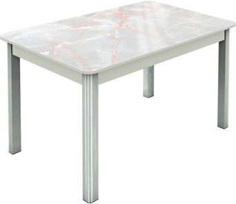 Кухонный стол раскладной Гамбург исп.2 ноги метал. крашеные №23, Фотопечать (Мрамор №7) в Нальчике