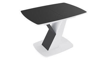 Стол раздвижной Гарда тип 1, цвет Белый/Стекло матовое черный графит в Нальчике