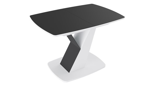 Стол раздвижной Гарда тип 1, цвет Белый/Стекло матовое черный графит в Нальчике - изображение