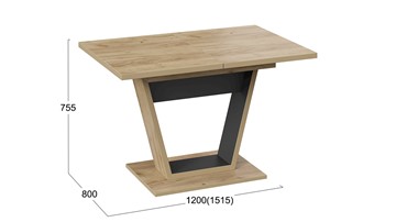 Кухонный стол раскладной Гавана тип 1 (Дуб крафт золотой/Черный) в Нальчике - предосмотр 5