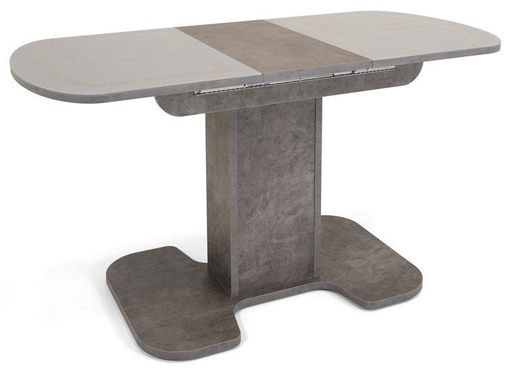 Кухонный стол раскладной Киото-1 (ноги серый камень, серебро/серый камень) в Нальчике - изображение 2