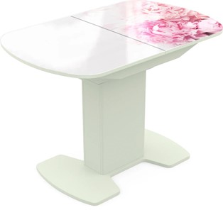 Кухонный стол раскладной Корсика исп. 1 Фотопечать (Цветы №49) 1100(1415)*700 в Нальчике