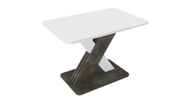 Кухонный раздвижной стол Люксембург тип 1 (Белый/Ателье темный/Стекло белое матовое) в Нальчике - предосмотр