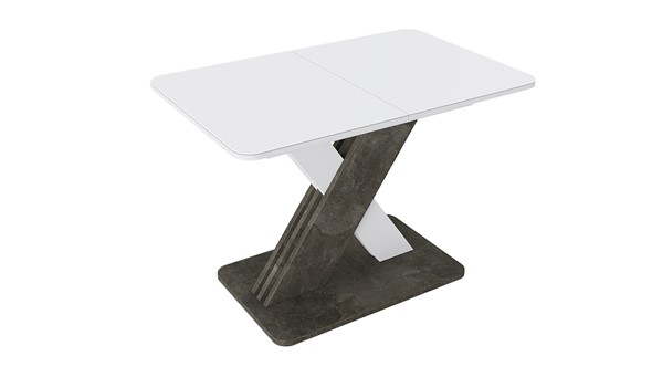 Кухонный раздвижной стол Люксембург тип 1 (Белый/Ателье темный/Стекло белое матовое) в Нальчике - изображение