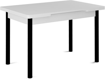 Стол раздвижной Милан-1 EVO, ноги металлические черные, белый цемент в Нальчике