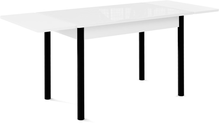 Стол раздвижной Милан-1 EVO, ноги металлические черные, стекло белое/серый в Нальчике - изображение 1