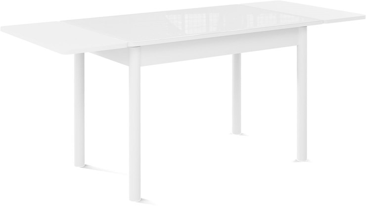 Стол раздвижной Милан-мини EVO (ноги металлические белые, стекло белое/белый) в Нальчике - изображение 1