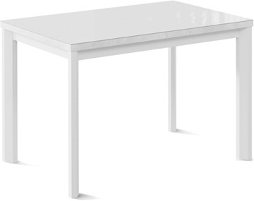 Кухонный стол раздвижной Нагано-1G (ноги металлические белые, стекло cristal/белый цемент) в Нальчике