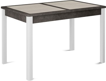 Кухонный стол раскладной Ницца-1 ПЛ (ноги белые, плитка бежевая/серый камень) в Нальчике - предосмотр