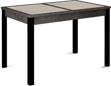 Обеденный раздвижной стол Ницца-1 ПЛ (ноги черные, плитка бежевая/серый камень) в Нальчике