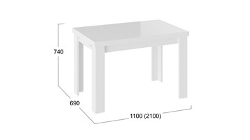Стол раздвижной Норман тип 1, цвет Белый/Стекло белый глянец в Нальчике - предосмотр 2
