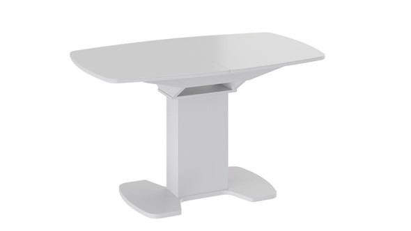 Обеденный раздвижной стол Портофино (СМ(ТД)-105.02.11(1)), цвет Белый глянец/Стекло белое в Нальчике - изображение