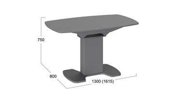 Кухонный стол раскладной Портофино (СМ(ТД)-105.02.11(1)), цвет Серое/Стекло серое матовое LUX в Нальчике - предосмотр 1