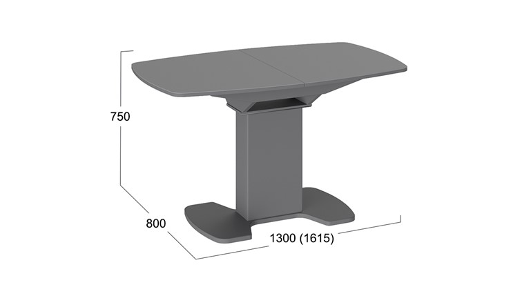 Кухонный стол раскладной Портофино (СМ(ТД)-105.02.11(1)), цвет Серое/Стекло серое матовое LUX в Нальчике - изображение 1