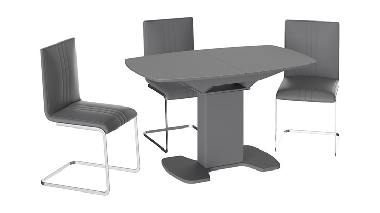 Кухонный стол раскладной Портофино (СМ(ТД)-105.02.11(1)), цвет Серое/Стекло серое матовое LUX в Нальчике - изображение 2