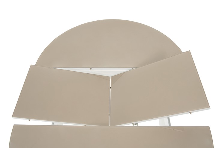 Кухонный стол раскладной Ривьера исп. круг хром №5 (стекло белое/черный) в Нальчике - изображение 4