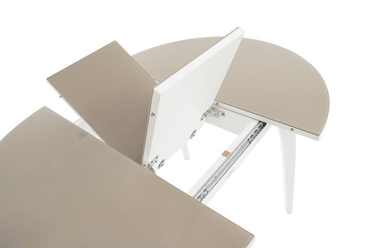 Кухонный стол раскладной Ривьера исп. круг хром №5 (стекло белое/черный) в Нальчике - изображение 5