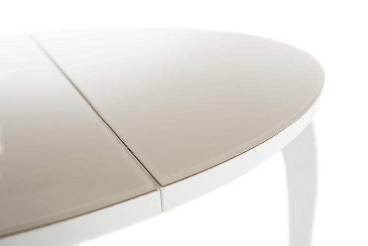 Кухонный стол раскладной Ривьера исп. круг хром №5 (стекло белое/черный) в Нальчике - изображение 6