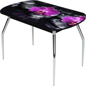 Обеденный раздвижной стол Ривьера исп.1 ноги метал. крашеные №24 Фотопечать (Цветы №14) в Нальчике