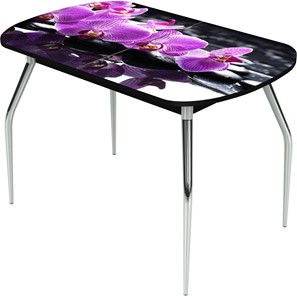 Обеденный раздвижной стол Ривьера исп.1 ноги метал. крашеные №24 Фотопечать (Цветы №30) в Нальчике