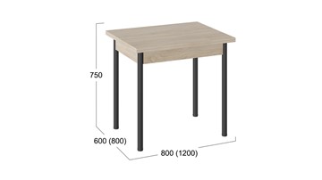 Кухонный раскладной стол Родос тип 2 с опорой d40 (Черный муар/Дуб Сонома) в Нальчике - предосмотр 2