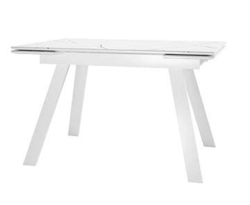 Кухонный раскладной стол SKL 140, керамика белый мрамор/подстолье белое/ножки белые в Нальчике - предосмотр 1