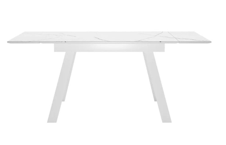 Кухонный раскладной стол SKL 140, керамика белый мрамор/подстолье белое/ножки белые в Нальчике - изображение 2