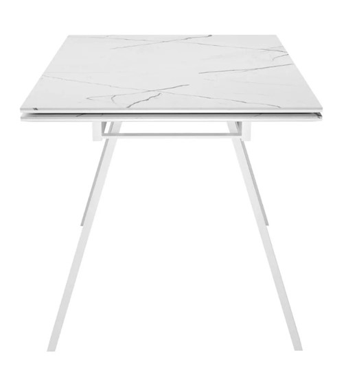 Кухонный раскладной стол SKL 140, керамика белый мрамор/подстолье белое/ножки белые в Нальчике - изображение 3
