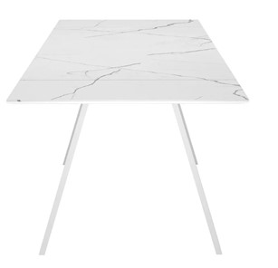 Кухонный раскладной стол SKL 140, керамика белый мрамор/подстолье белое/ножки белые в Нальчике - предосмотр 4